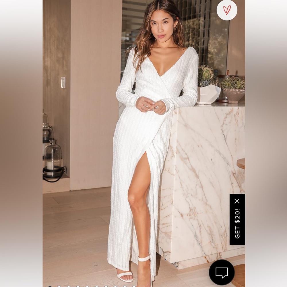 Love Lasts Forever White Sequin Long Sleeve Maxi Dress Lulu’s